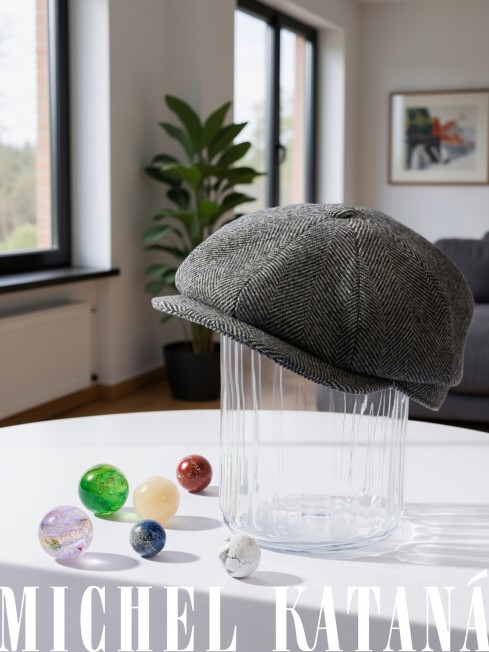 Кепка с козырьком, 8ми-клинка Мужская-Унисекс TWEED EDINBURG CLOUD из твида (Плотная Костюмно-Блейзерная ШЕРСТЬ) TWEED.8-EDINBURG/CLOUD